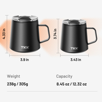 Tasse de bureau isotherme 8 oz (237 ml) avec poignée, revêtement céramique, couvercle coulissant amovible, en acier inoxydable 316 à double paroi sous vide