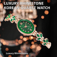 Montre Femme Vintage à Cadran Vert Prix de Gros, Élégante Montre-Bracelet à Quartz pour Dames avec Chaîne en Cristal Vert Feuille