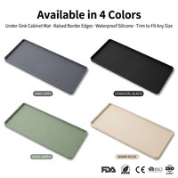 Tapis de protection sous évier en silicone antidérapant, style classique, imperméable, avec trou de drainage, lavable, pour cuisine et armoire – Vente en gros