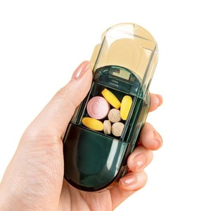 <b>Pill</b> Cutter Storage <b>Case</b> Oval Portable <b>Pill</b> Box With Cutting Function <b>For</b> Medicine Splitting And Storage - Product Image 3