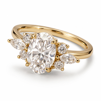 Bague en argent sterling S925 avec moissanite, bague de fiançailles en moissanite pour femme, cadeau de bijoux pour la demande en mariage, l'anniversaire ou le quotidien