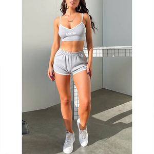 2025 été femmes vêtements Biker Shorts ensembles vêtements <span class=keywords><strong>de</strong></span> sport 2 pièces ensemble court personnalisé deux pièces haut court et Shorts ensembles femmes - Product Image 5