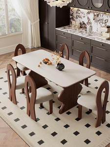 <span class=keywords><strong>Tavolo</strong></span> e sedie da pranzo in legno massello cerato bianco stile retrò francese, unità piccola <span class=keywords><strong>rettangolare</strong></span>, <span class=keywords><strong>tavolo</strong></span> da pranzo in stile antico con piano in roccia - Product Image 5