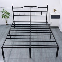 Meubles de chambre à coucher modernes, cadre de lit double pliable surdimensionné en fer avec lampe de chevet, vente en gros de lits en fer pour chambre à coucher