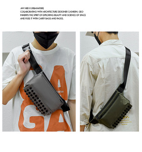 Bolso de pecho estilo punk con cierre de contraseña para hombre, moderno, impermeable, de nailon, para primavera, de gran capacidad, para exteriores, tipo mensajero. - Product Image 6
