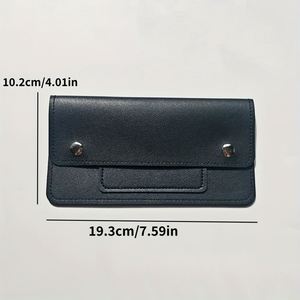 Personalized PU Leather Solid Color Unisex Bank Card Holder <b>Long</b> Coin Bill <b>Wallet</b> Snap Button ID Organizer Portable Handheld - Product Image 6