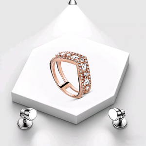 Bague de la Roue du Destin en forme de cœur rose plaquée or rose haut de gamme en gros, bague de souhait en os de marguerite pour femme, bijoux de haute qualité - Product Image 5