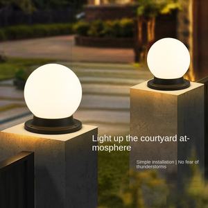 Lámpara solar esférica para columna, impermeable, de PE, con forma de luna, para patio, jardín, villa, puerta, columna. - Product Image 2