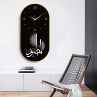 Jam dinding Mural kaligrafi Arab Islam dekorasi rumah lukisan seni jam dinding kristal gambar religius Muslim bingkai PVC