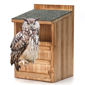 Casa per esterni Screech Owl Nesting Box Barn Owl Bird House per esterno grande scatola per uccelli con apertura rettangolare in legno