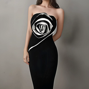 Robe de <span class=keywords><strong>soirée</strong></span> élégante pour femmes, robe longue noire moulante à fleurs, robe de <span class=keywords><strong>soirée</strong></span> à fleurs 3D, robe de <span class=keywords><strong>soirée</strong></span> pour club - Product Image 1