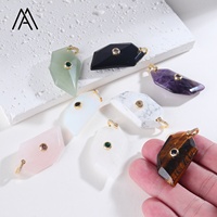 Pendentif rectangulaire plaqué or 18 carats avec incrustation de zircon et pierres précieuses multiples pour la fabrication de bijoux DIY, cadeau
