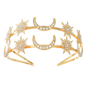 Diosa del <span class=keywords><strong>sol</strong></span> para mujer, corona <span class=keywords><strong>de</strong></span> Halo, tocado <span class=keywords><strong>de</strong></span> <span class=keywords><strong>estrella</strong></span> <span class=keywords><strong>y</strong></span> <span class=keywords><strong>luna</strong></span> <span class=keywords><strong>de</strong></span> tres capas, diadema nupcial elegante para boda con pendientes <span class=keywords><strong>de</strong></span> estrellas - Product Image 4