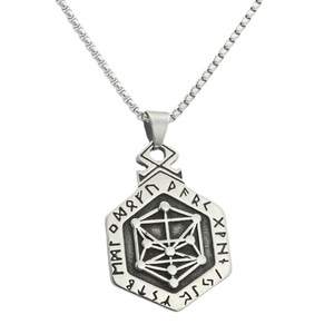 yunnique <b>Titanium</b> Steel Hexagon Pendant Necklace Men's Geometric Pattern Fashion Jewelry Stainless Steel Charm Necklace - Product Image 5
