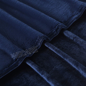Manta de terciopelo azul marino súper suave y lujosa, manta de una sola capa de franela <span class=keywords><strong>Cora</strong></span>, manta de Color sólido para otoño e invierno con logotipo - Product Image 6