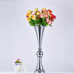 Nuovo arrivo oro alti vasi nozze centrotavola metallo fiore colore argento - Product Image 4