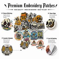 Lot de patchs brodés à coudre ou thermocollants, motifs Crâne de squelette, humoristiques, gothiques alternatifs, thème café, pour introvertis et anti-anxiété