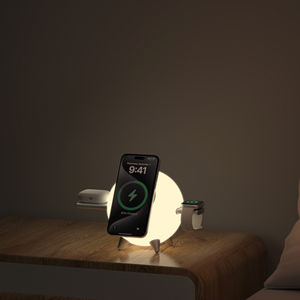 Station de charge rapide sans fil 15W 3in1 Lampe de nuit de bureau Cube de charge magnétique Support de téléphone <span class=keywords><strong>pliable</strong></span> Charge rapide pour la maison - Product Image 1