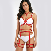Pakaian Fetish Bdsm Korset Sabuk Goth Harness Kaki Bra Wanita Seksi Elastis Berongga Lingerie Bondage Seluruh Tubuh N0102