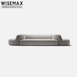 WISEMAX FURNITURE Canapé moderne minimaliste multifonctionnel en bois avec cadre rotatif, tissu en lin blanc, 3 places pour salon - Product Image 1