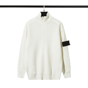 Pull décontracté unisexe en coton anti-plis de couleur unie avec fermeture éclair, style pierre, tricoté pour l'hiver - Product Image 3