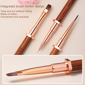 Nylon Hair Nail Art Brush <b>Set</b> with Holder Edge Control Trimming French Large Small Flat Round Oval Gel Liner <b>Paint</b> Nail Brushes - Product Image 4