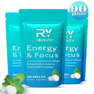Grosir l-theanine Energy kafein tablet permen karet mendukung fokus energi gula bebas Peppermint gusi tablet - Product Image 1