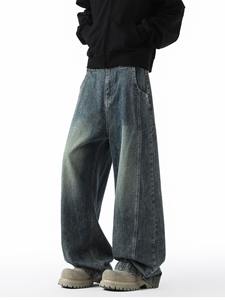 复古高品质牛仔裤 男士直筒阔腿牛仔裤 大码男女通用宽松嘻哈街头服饰宽松牛仔裤 男士 - Product Image 4