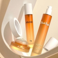 Ensemble d'emballages cosmétiques en verre mat rond pour soins de la peau, flacon de sérum huileux de 300 ml et pot de crème pour le visage