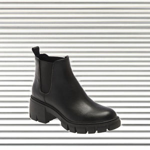 Bottines Chelsea pour femmes, tige en PU, semelle extérieure en caoutchouc imperméable, à enfiler, noires, bottines à la cheville, été, automne, hiver - Product Image 3