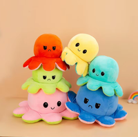 Peluche Pieuvre Mignonne Réversible Double Face, Coussin en Peluche Pieuvre, Jouet en Peluche Animal Pieuvre Réversible