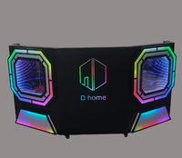 Barra de discoteca con logotipo personalizado, soporte de DJ, luces LED de acero inoxidable mejoradas, estante de exhibición giratorio plegable para publicidad de club nocturno