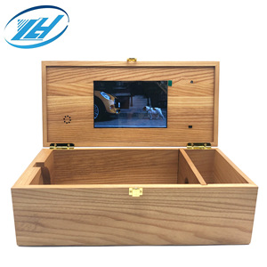 Wooden Wine <b>Box</b> With Video Display <b>Pine</b> Wood Rectangle Custom Made Handmade Storage For Beverage YH0097 - Product Image 1