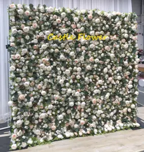 M-W01 de flores de seda 5D, Panel de pared de flores rojas para decoración de boda, fondo de nuevo diseño personalizado