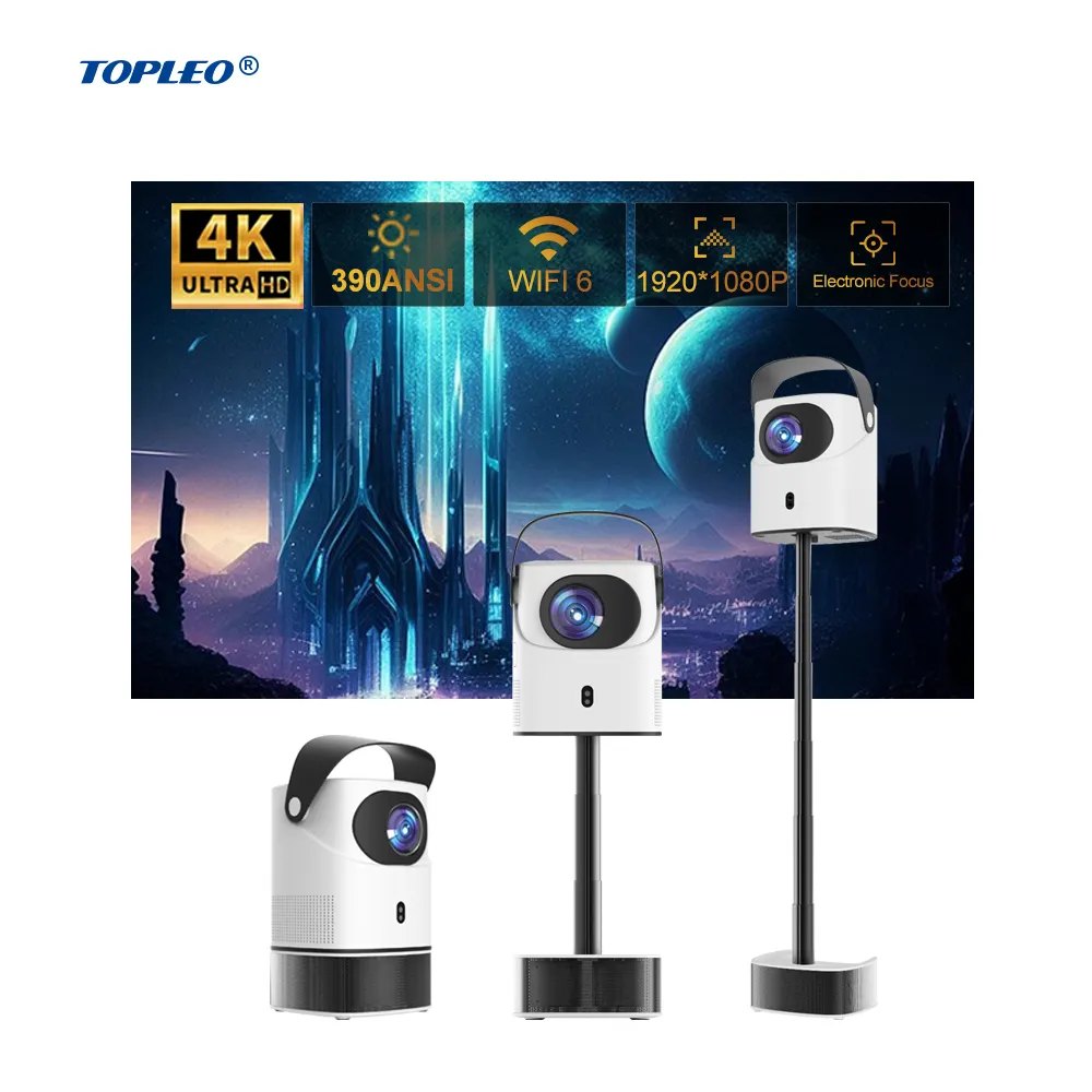 Topleo Portable Android 9 Mini Home Projector 4K Full HD 1080P Smart Features LCD Video Projector for Home Use
