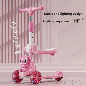 Trottinette d'extérieur 3-en-1 pour enfants, nouvelle collection, roues en PU, pliable, à un bouton, pour les 2-12 ans - Product Image 3