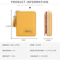 Dompet Koin Warna Permen Baellerry Langsung dari Pabrik, Minimalis, Bahan Kulit PU, Tempat Kartu Kredit untuk Wanita
