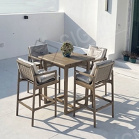 Ensemble de tables d'extérieur en teck moderne de haute qualité SIGMA pour usage en villa, tables de bar