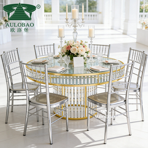 Stainless Steel Golden Luxury Design Bride Groom Wedding <b>Table</b> With Crystal - Product Image 6
