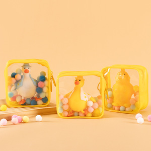 Sac cadeau jaune transparent avec fermeture éclair, pochette mignonne en forme de canard, jouet anti-stress, emballage personnalisé pour enfants et adultes - Product Image 2