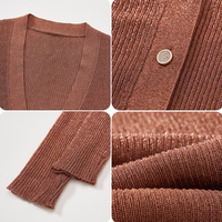 Vêtements en tricot OEM ODM, logo personnalisé, tenue en tricot pour femmes, automne, col en V, pull à manches longues, cardigan