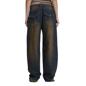 กางเกงยีนส์เดนิมทรงหลวมคุณภาพสูงสำหรับผู้หญิง ล้างแบบ Monkey Wash ทรงขากว้าง สไตล์วินเทจสุดพิเศษ - Product Image 3