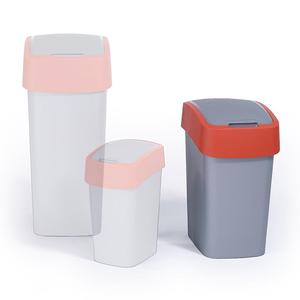 Cestino per Rifiuti Flip Bin 25 L Grigio con Coperchio Rosso Design Minimalista Multiuso - Product Image 1