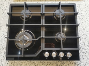 Estufa de Gas Empotrable de 60 cm con 4 Quemadores, Placa de Cocción de Gas, Vidrio Templado, Encendido Eléctrico y Soporte para <span class=keywords><strong>Sartenes</strong></span> de Hierro Fundido - Product Image 2