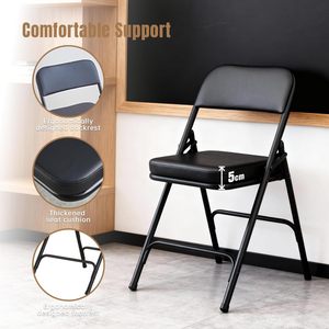 Portable Metal Folding Chair with <b>Backrest</b> and Padded Seat Collapsible Square Garden Outdoor Furniture - Product Image 2