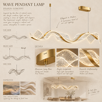 Lampe suspendue LED moderne personnalisée en forme de vague, lustre linéaire long de luxe en aluminium et acrylique pour hôtel, restaurant, villa, projet