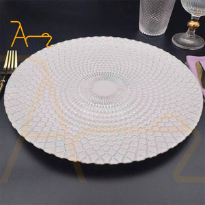 Hot bán tùy chỉnh trang trí đám cưới vàng Glass Charger tấm thủy tinh đầy màu sắc tấm ăn tối Bộ đồ ăn đặt - Product Image 5