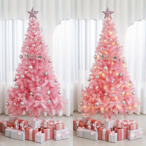 Sapin de Noël artificiel rose de 1,80 m pré-éclairé avec lumières LED chaudes et décorations, arbre d'intérieur sur pied - Product Image 4