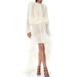 Nuevo Vestido Largo de Gasa con Volantes, Elegante y Personalizado, de Manga Larga y Escalonado, para Eventos Formales y de Noche, para Mujer - Product Image 1