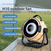 Ventilateur de camping portable H10 de taille jumbo avec batterie 20000 mAh, éclairage LED et socle, peut charger le téléphone